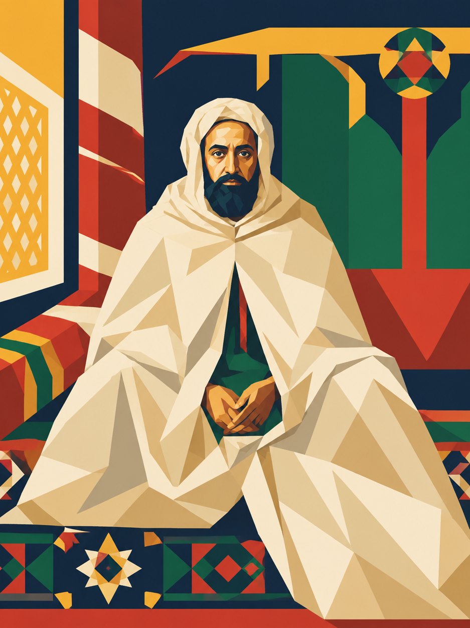 Illustration géométrique : l'émir Abdelkader, d'après le portrait peint par Stanisław Chlebowski en 1866
